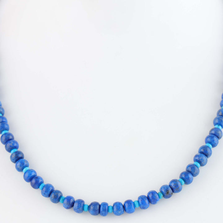Navajo Lapis and Kingman Turquoise Bead Necklace