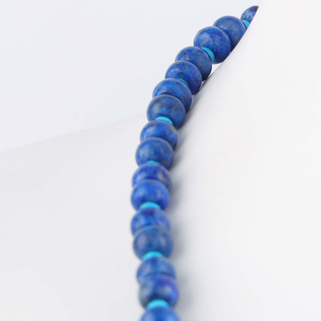 Navajo Lapis and Kingman Turquoise Bead Necklace