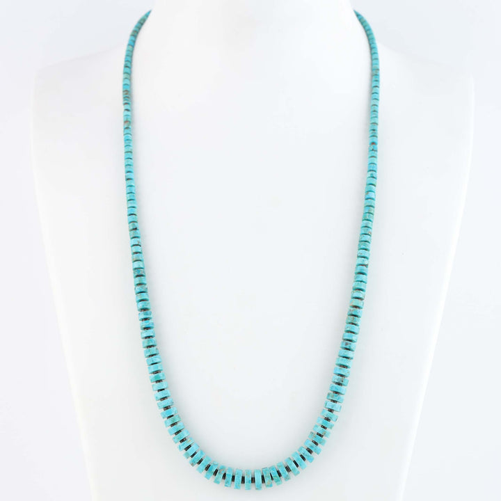 Navajo Graduated Kingman Turquoise and Pen Shell Heishi Necklace