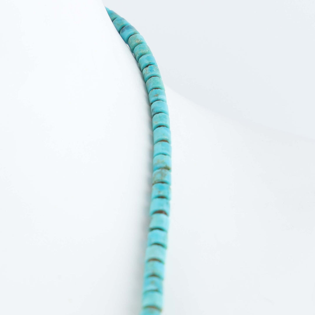 Navajo Graduated Kingman Turquoise and Pen Shell Heishi Necklace