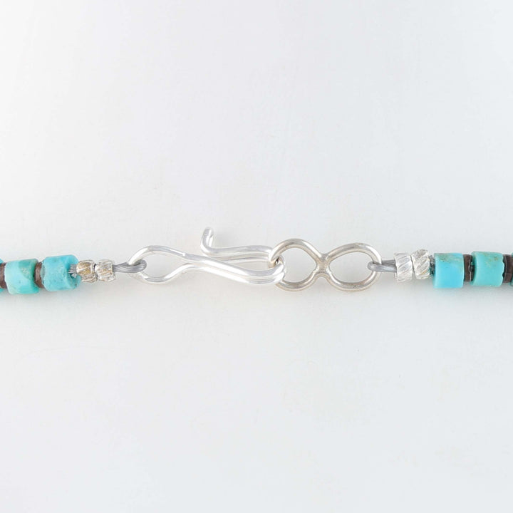 Navajo Graduated Kingman Turquoise and Pen Shell Heishi Necklace