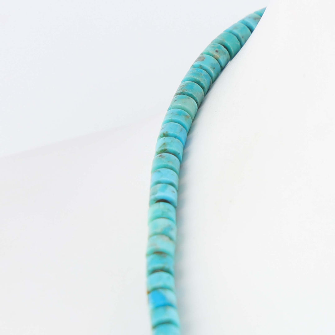 Navajo Kingman Turquoise and Pen Shell Heishi Necklace