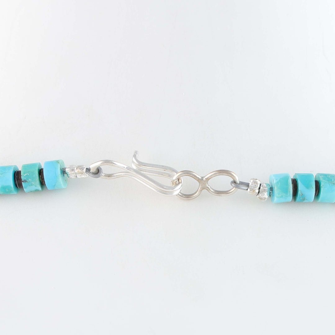 Navajo Kingman Turquoise and Pen Shell Heishi Necklace