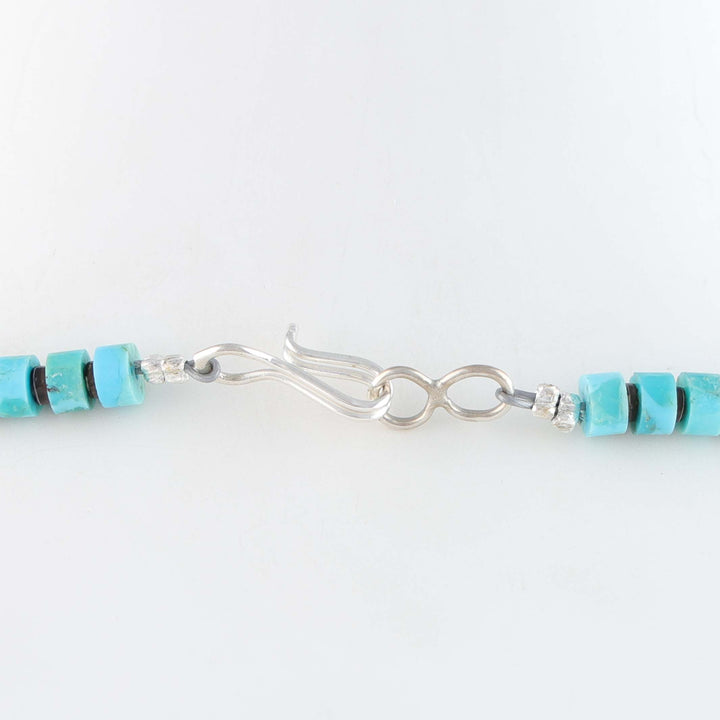 Navajo Kingman Turquoise and Pen Shell Heishi Necklace