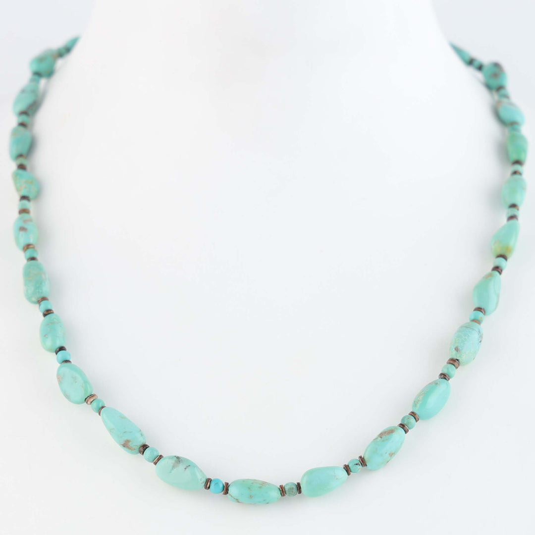 Navajo Kingman Turquoise and Pen Shell Nugget Necklace