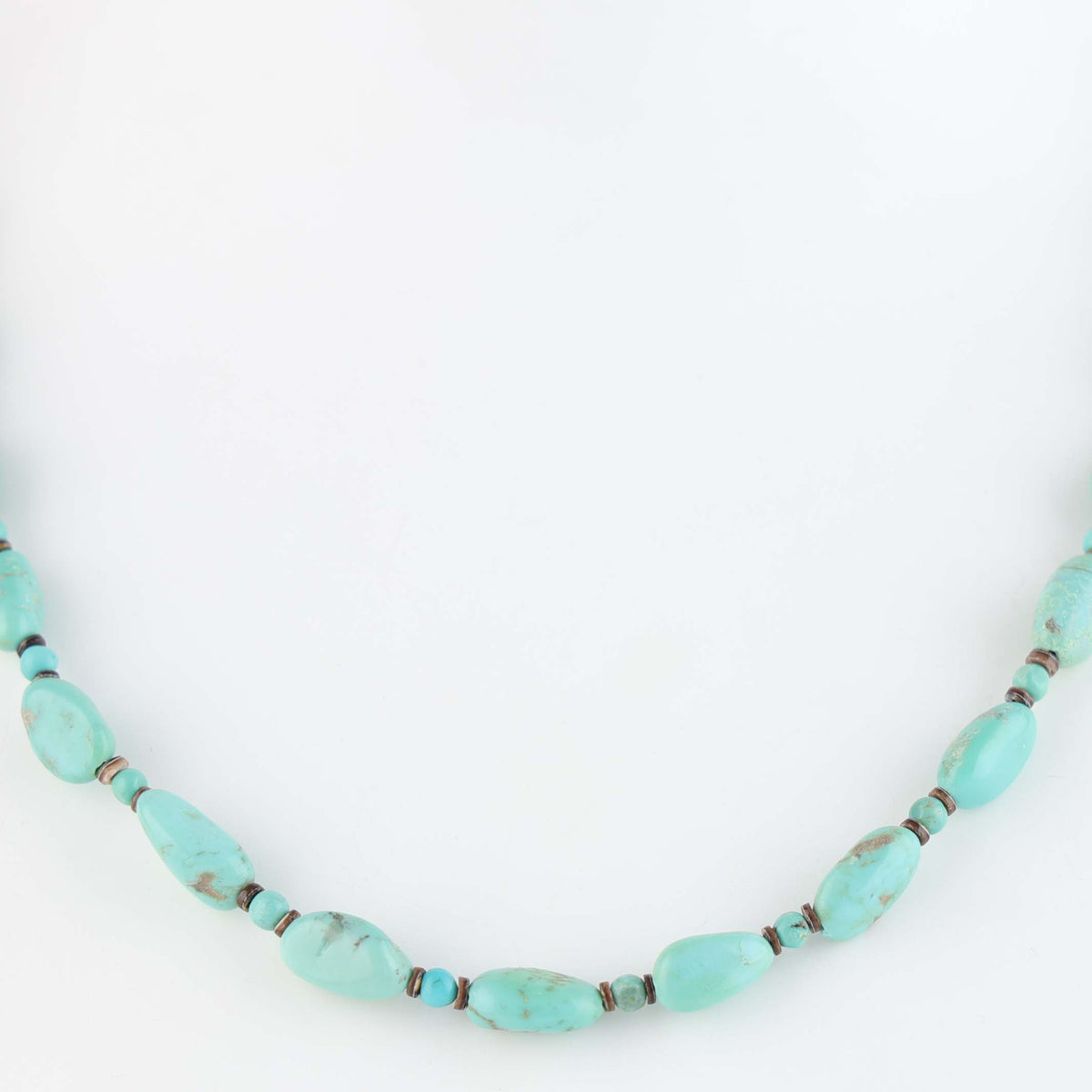 Navajo Kingman Turquoise and Pen Shell Nugget Necklace by Marcella Teller