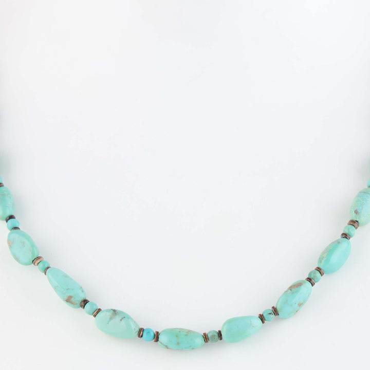 Navajo Kingman Turquoise and Pen Shell Nugget Necklace