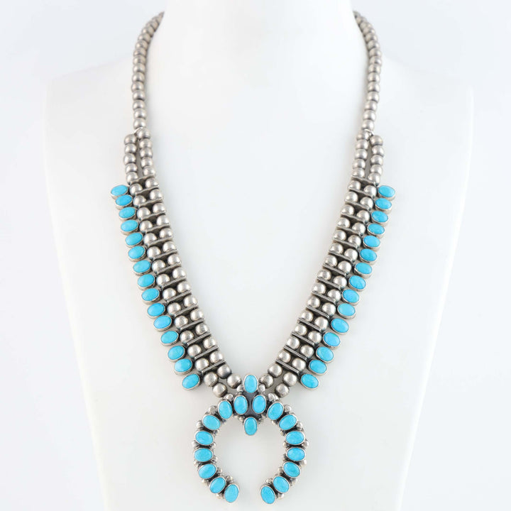 Sleeping Beauty Turquoise Squash Blossom Necklace