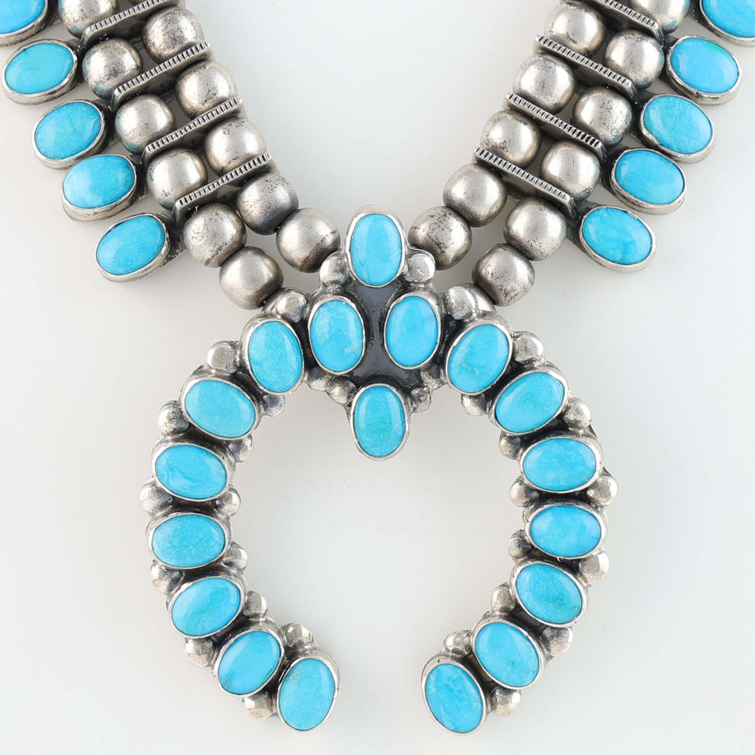 Sleeping Beauty Turquoise Squash Blossom Necklace