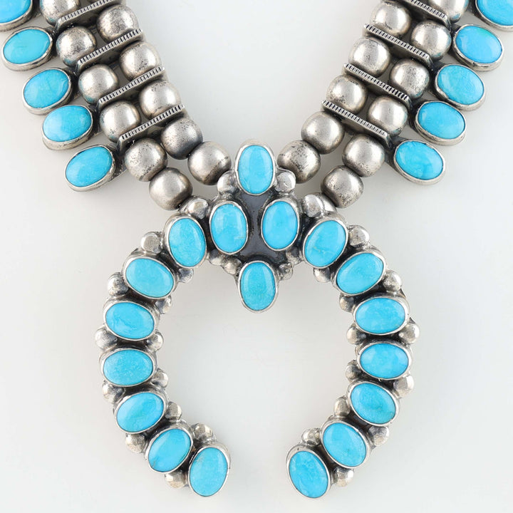 Sleeping Beauty Turquoise Squash Blossom Necklace