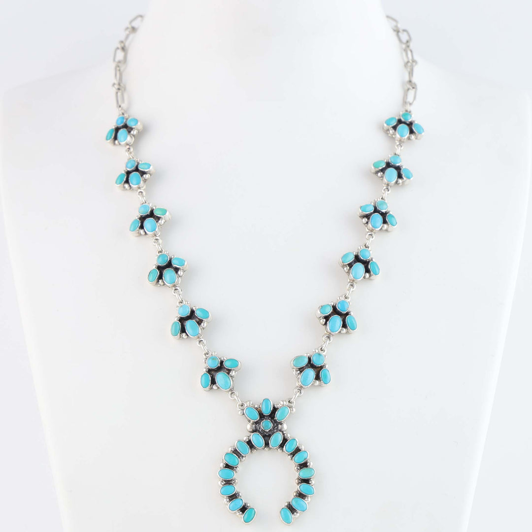 Sleeping Beauty Turquoise Squash Blossom Necklace