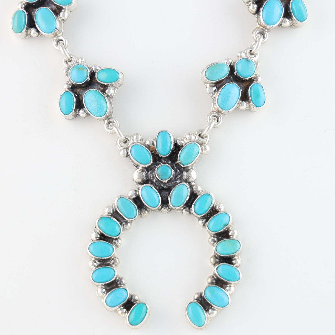 Sleeping Beauty Turquoise Squash Blossom Necklace
