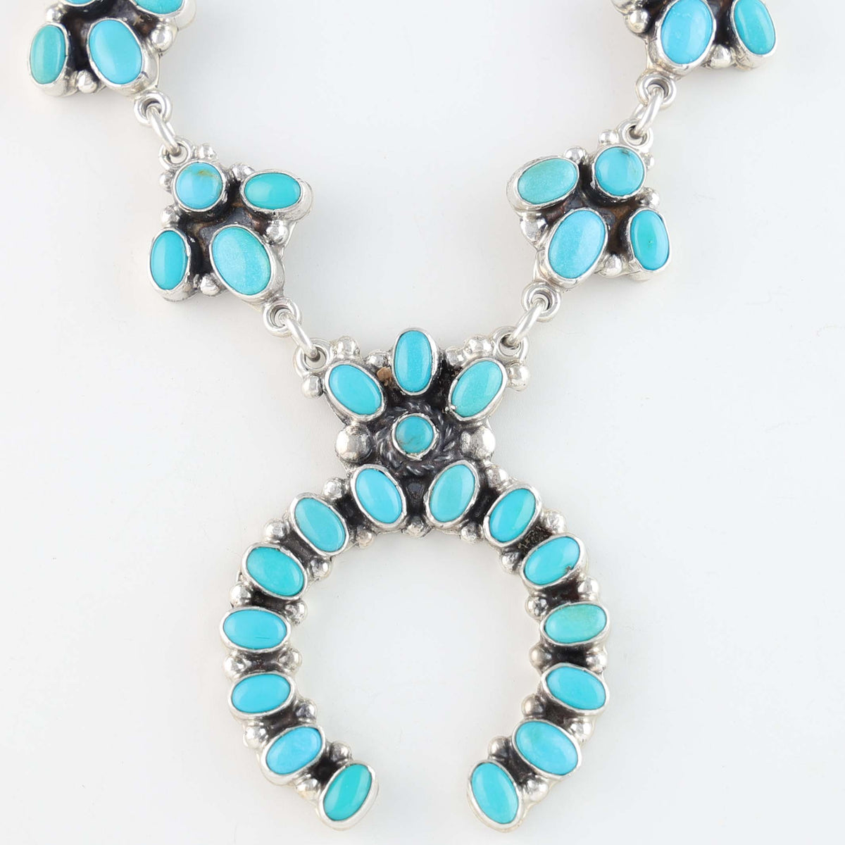 Sleeping Beauty Turquoise Squash Blossom Necklace by Don Lucas