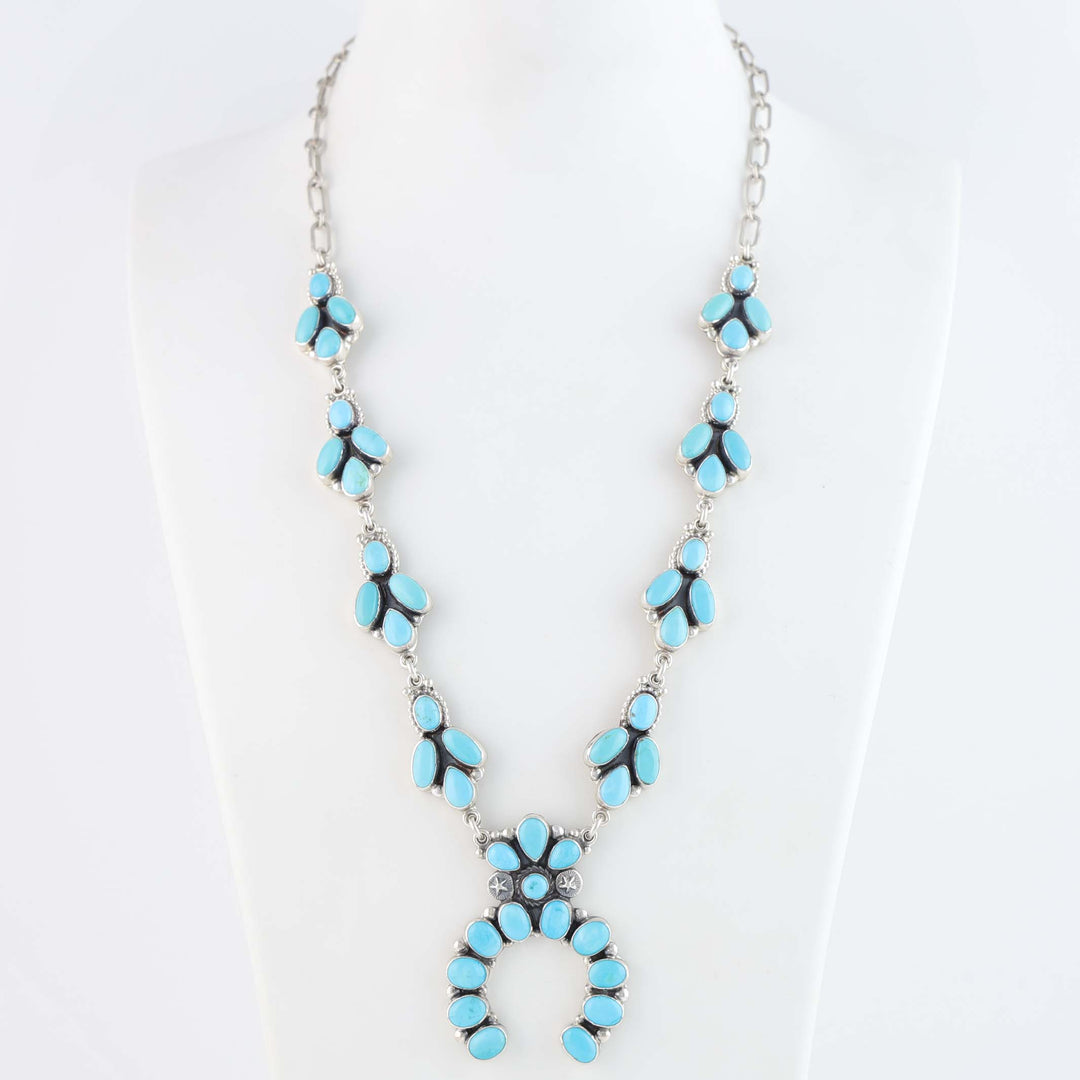 Sleeping Beauty Turquoise Squash Blossom Necklace