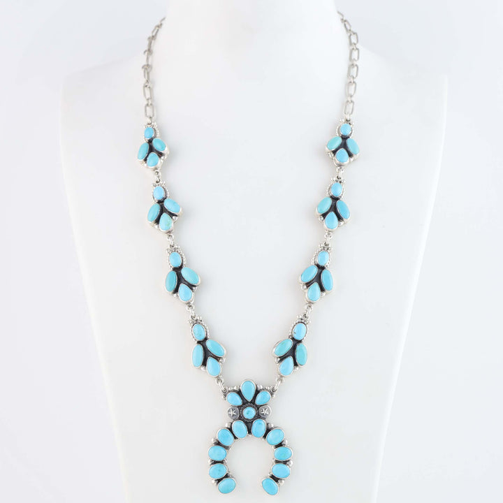 Sleeping Beauty Turquoise Squash Blossom Necklace