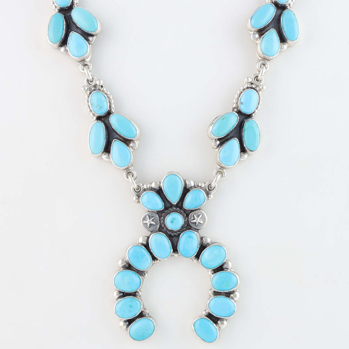 Sleeping Beauty Turquoise Squash Blossom Necklace