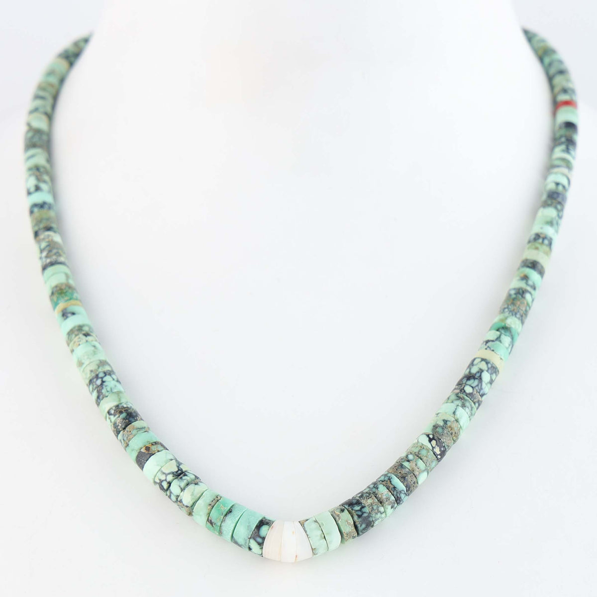 Navajo Angel Wing Turquoise Heishi Necklace by Cheyenne Grabiec