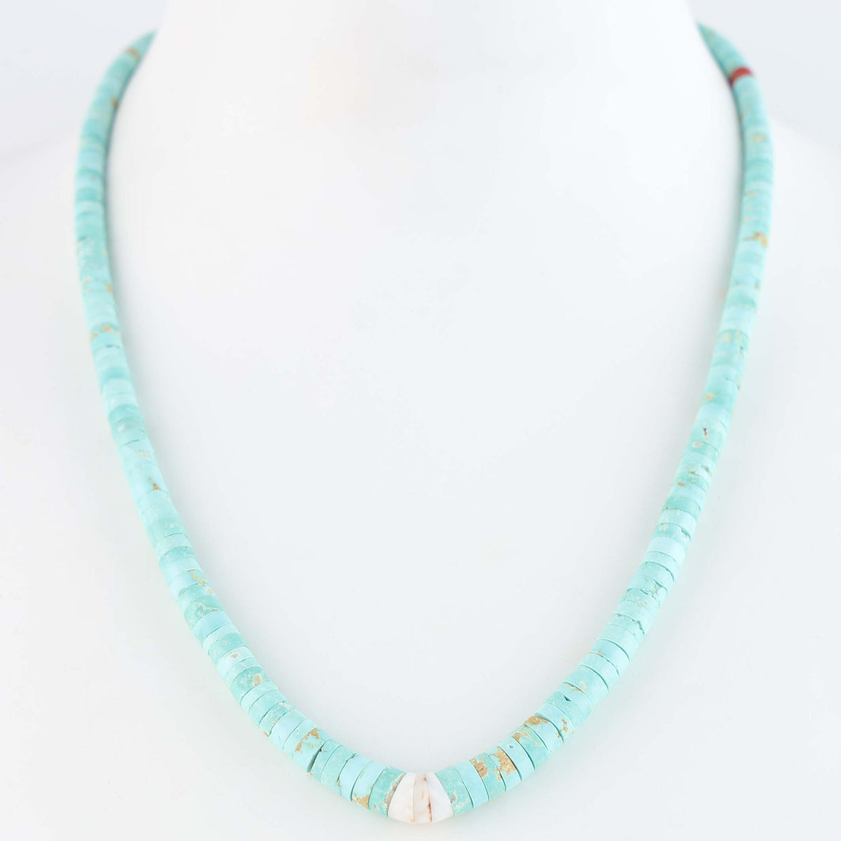 Navajo Fox Turquoise Heishi Necklace by Cheyenne Grabiec