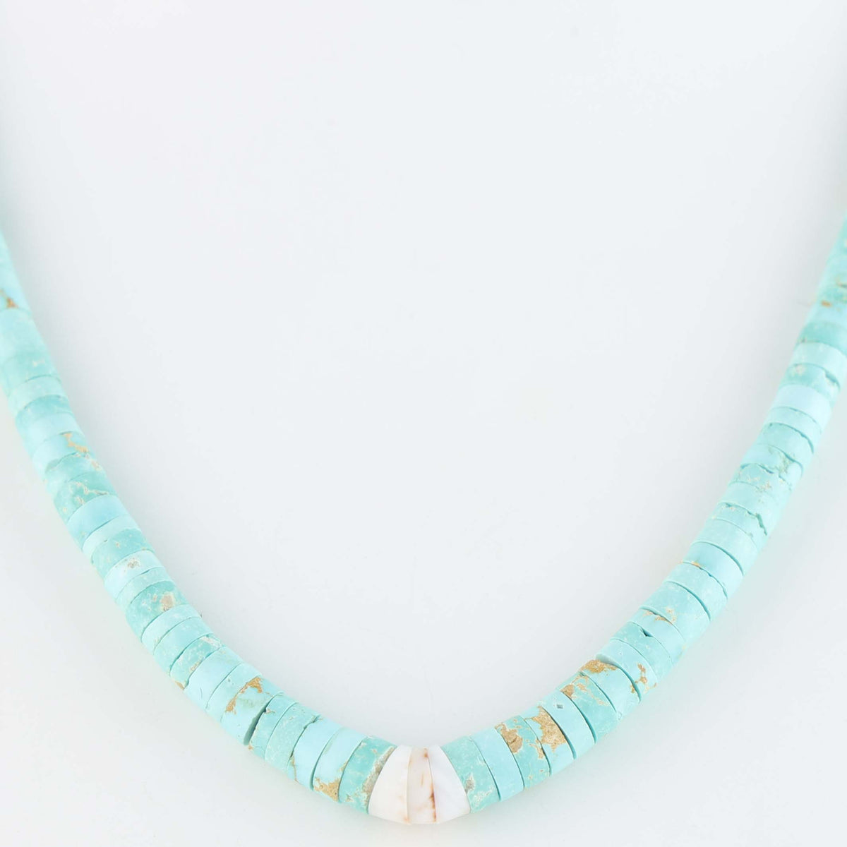 Navajo Fox Turquoise Heishi Necklace by Cheyenne Grabiec