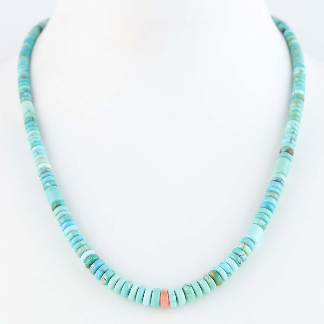 Navajo Carico Lake Turquoise and Gold Necklace