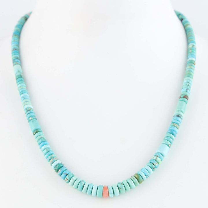 Navajo Carico Lake Turquoise and Gold Necklace