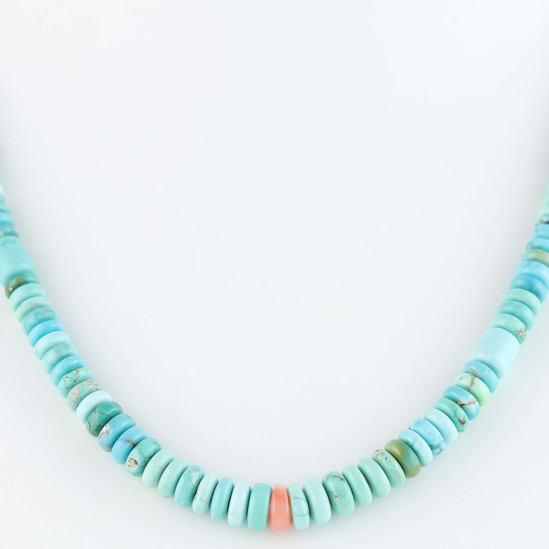 Navajo Carico Lake Turquoise and Gold Necklace