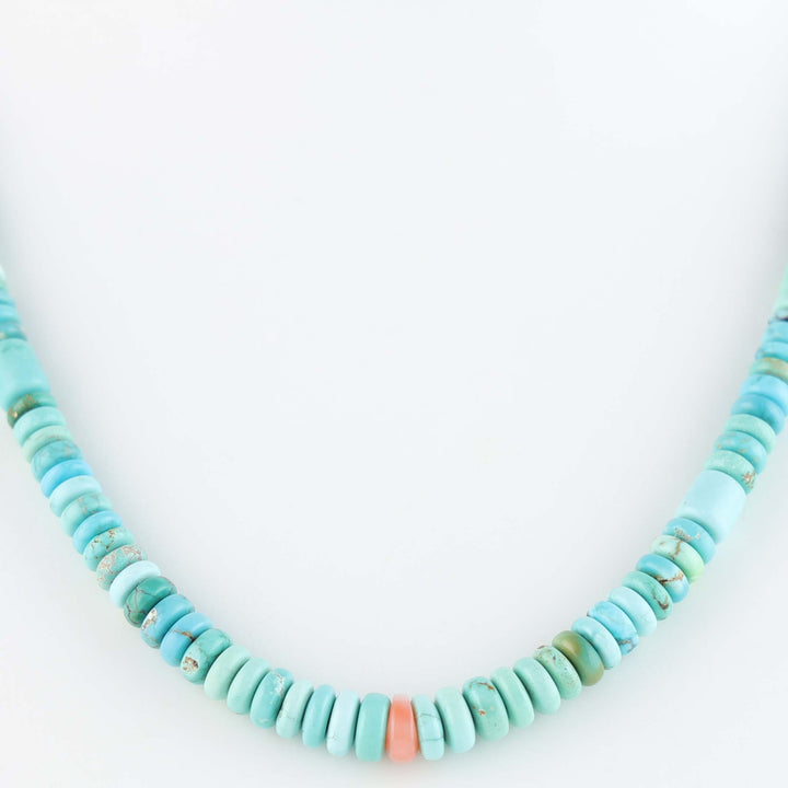 Navajo Carico Lake Turquoise and Gold Necklace