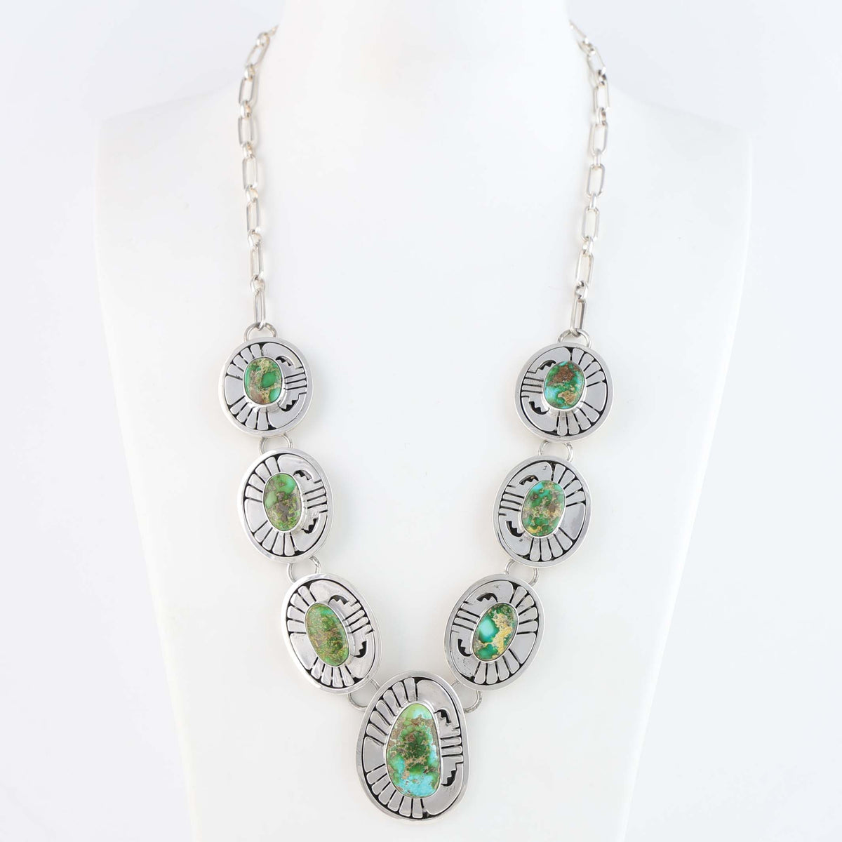 Navajo Sonoran Gold Turquoise Necklace by Leonard Nez