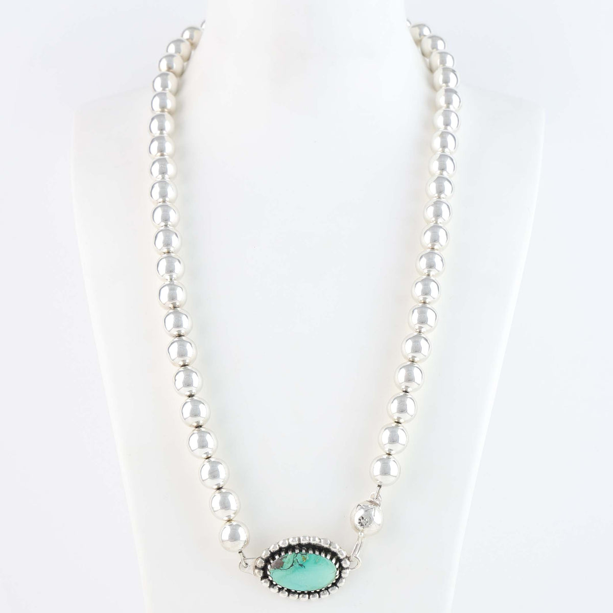 Navajo Pearl and Turquoise Necklace by Tayah Silversmith