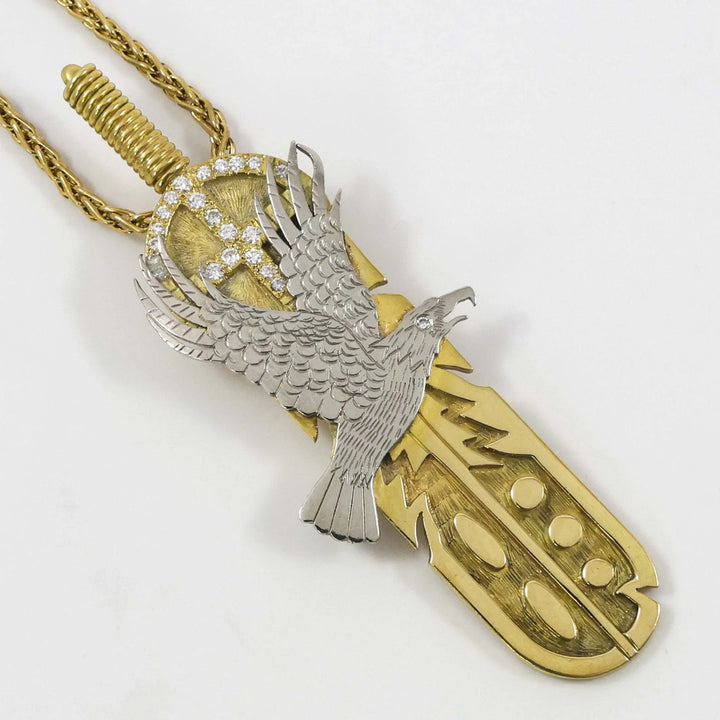 Platinum and Gold Eagle Pendant