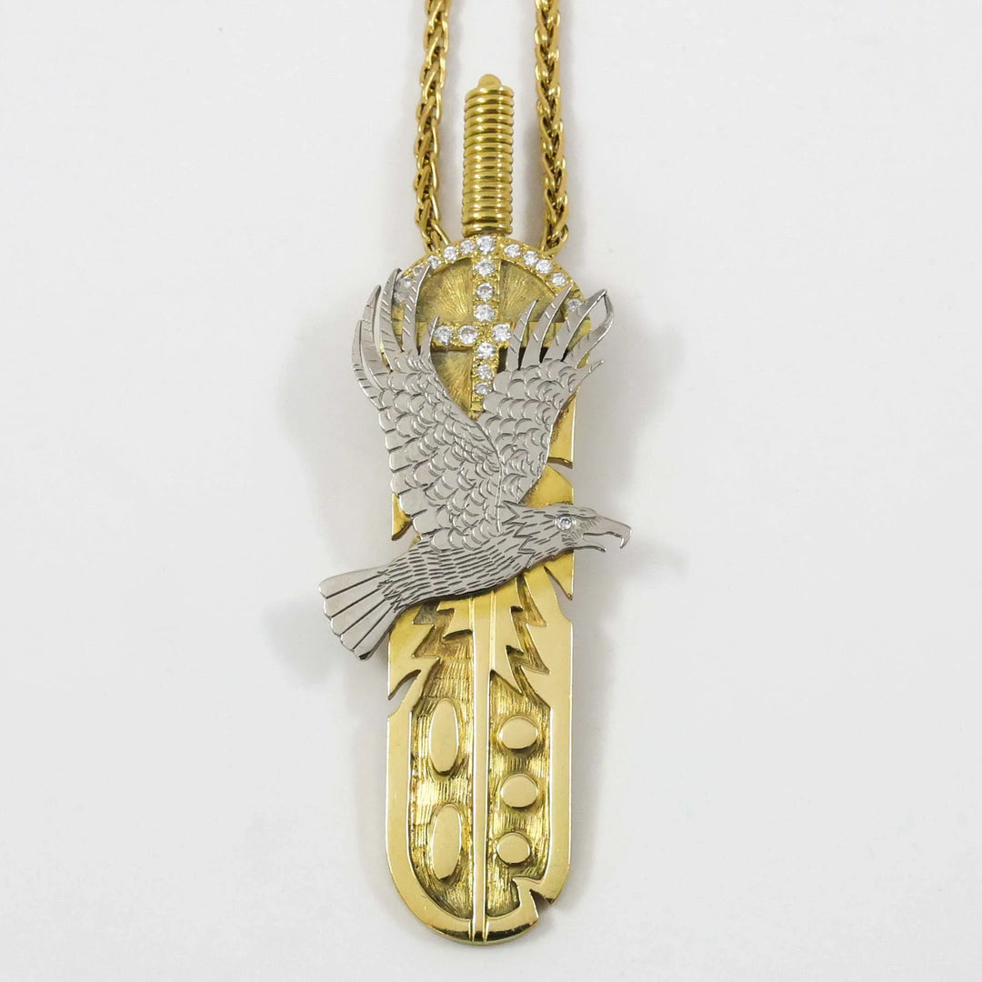 Platinum and Gold Eagle Pendant