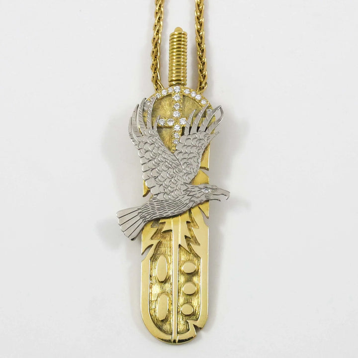 Platinum and Gold Eagle Pendant