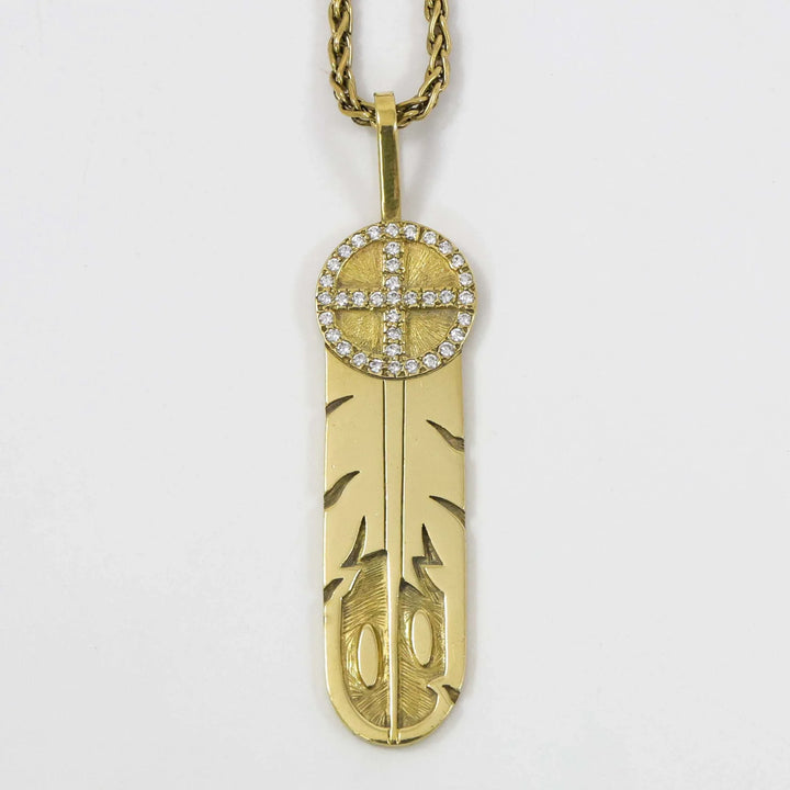 Gold and Diamond Feather Pendant