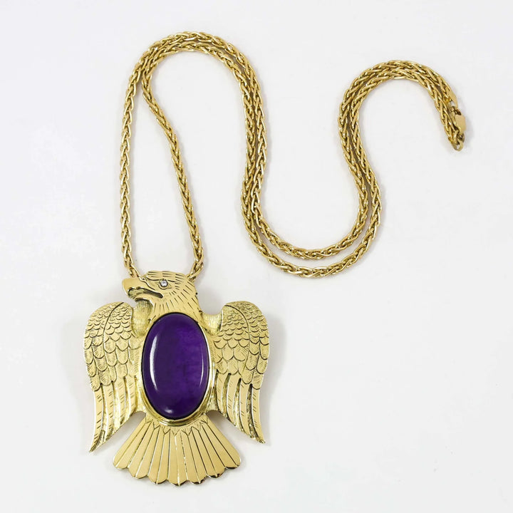Gold and Sugilite Eagle Pendant