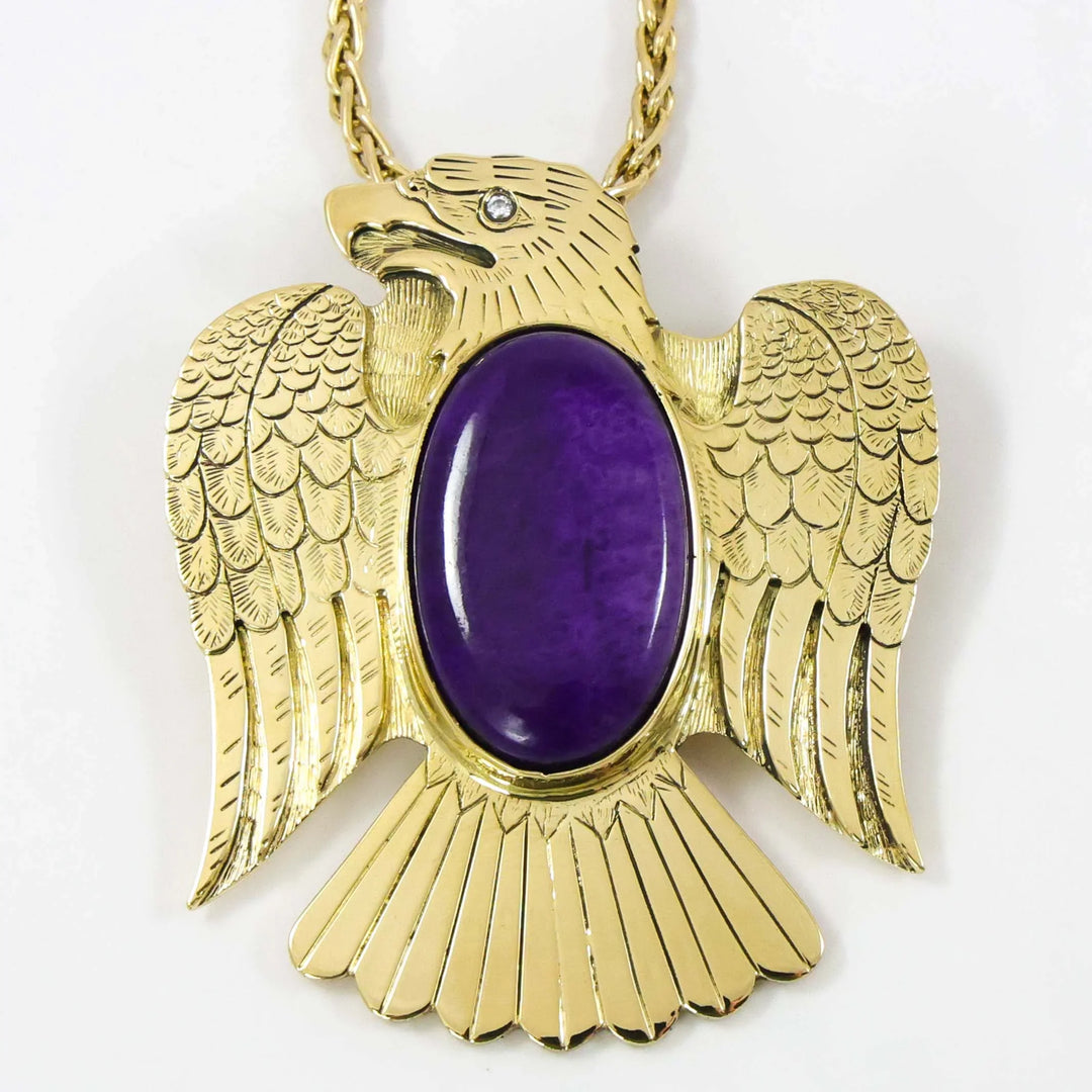 Gold and Sugilite Eagle Pendant