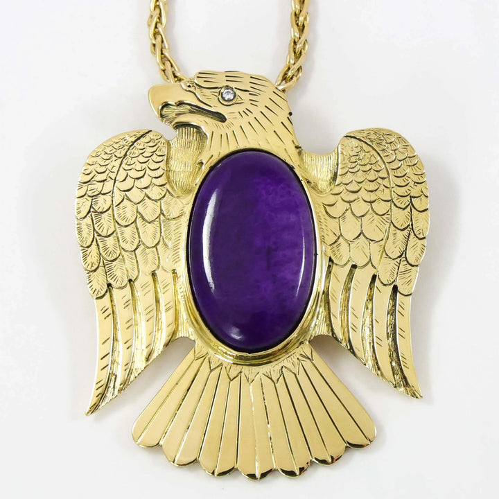 Gold and Sugilite Eagle Pendant