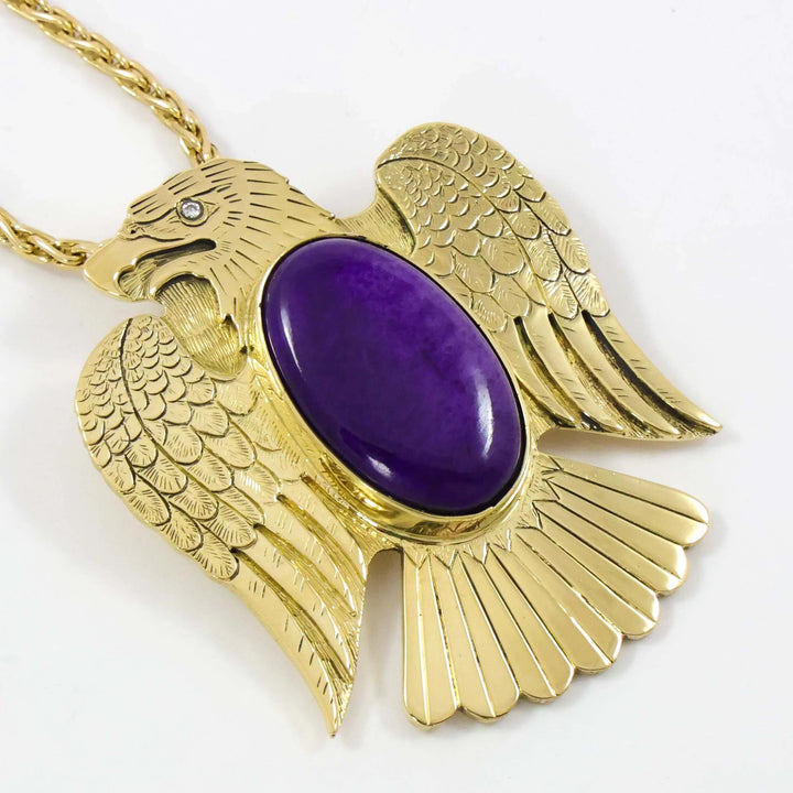 Gold and Sugilite Eagle Pendant