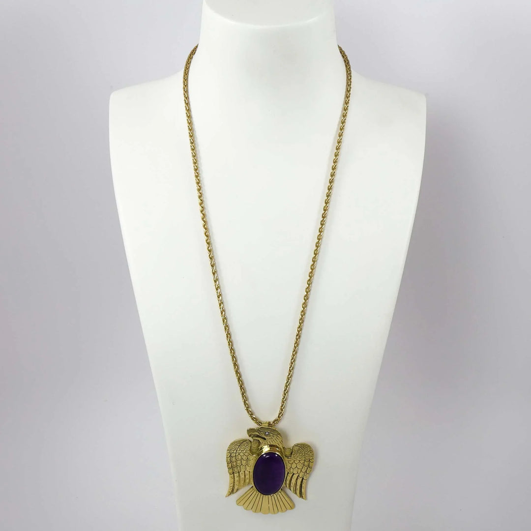 Gold and Sugilite Eagle Pendant