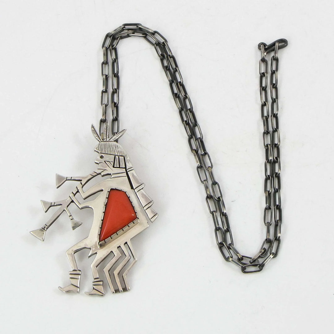 1970s Coral Flute Player Pendant