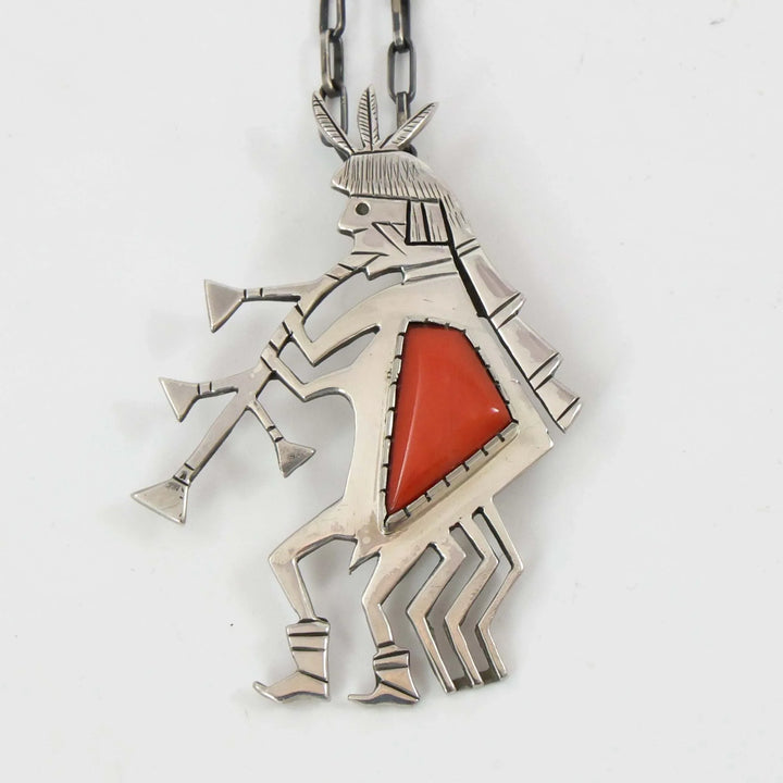 1970s Coral Flute Player Pendant