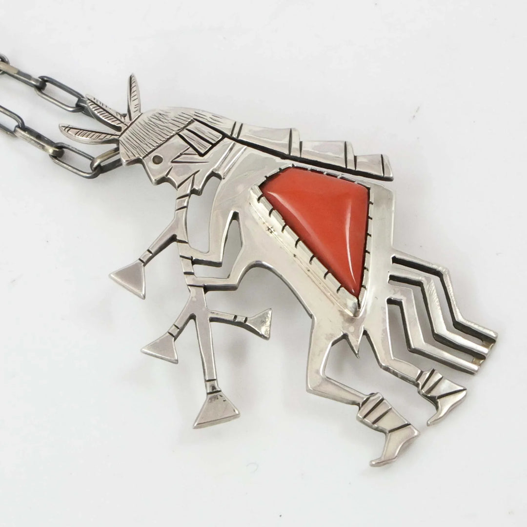 1970s Coral Flute Player Pendant
