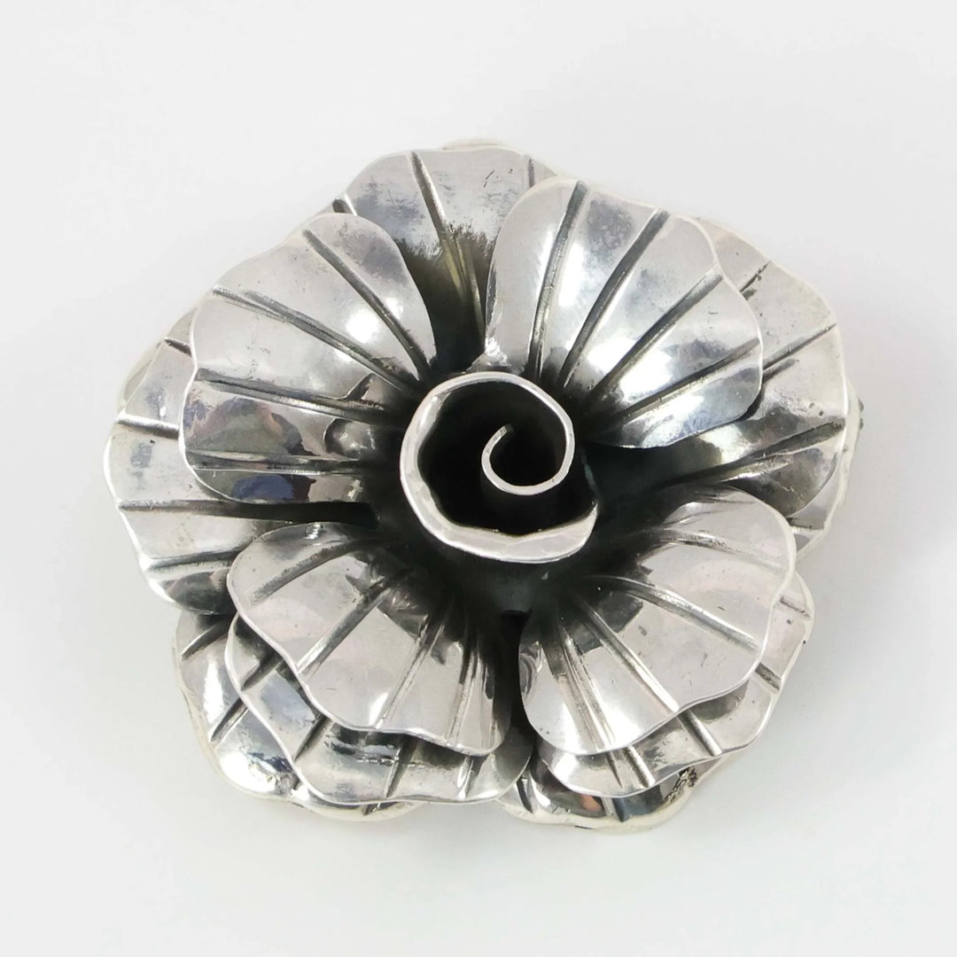 Silver Rose Pin and Pendant
