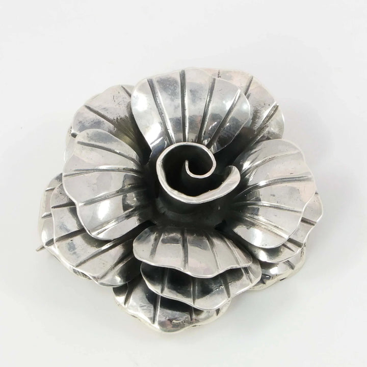 Silver Rose Pin and Pendant