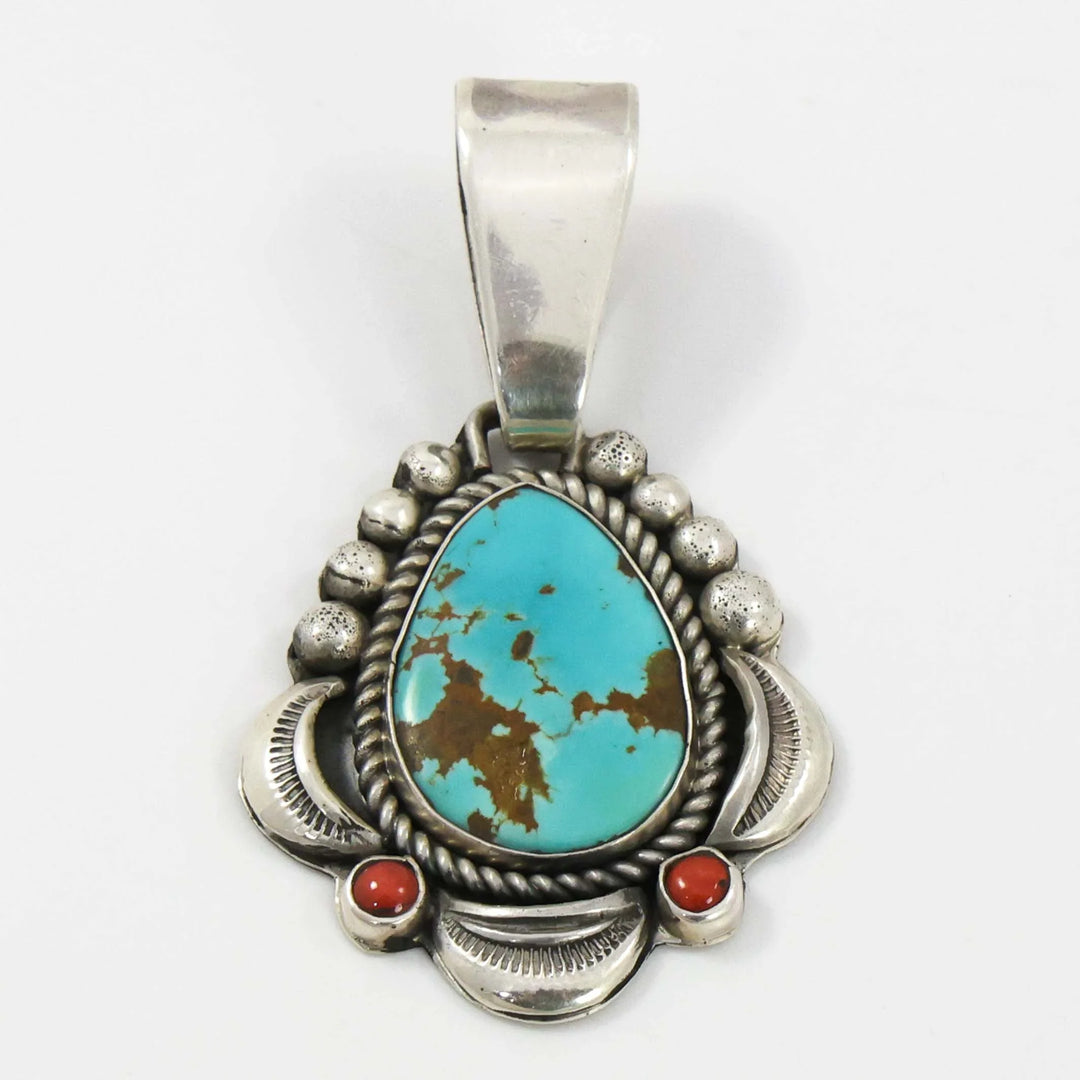 Turquoise and Coral Pendant