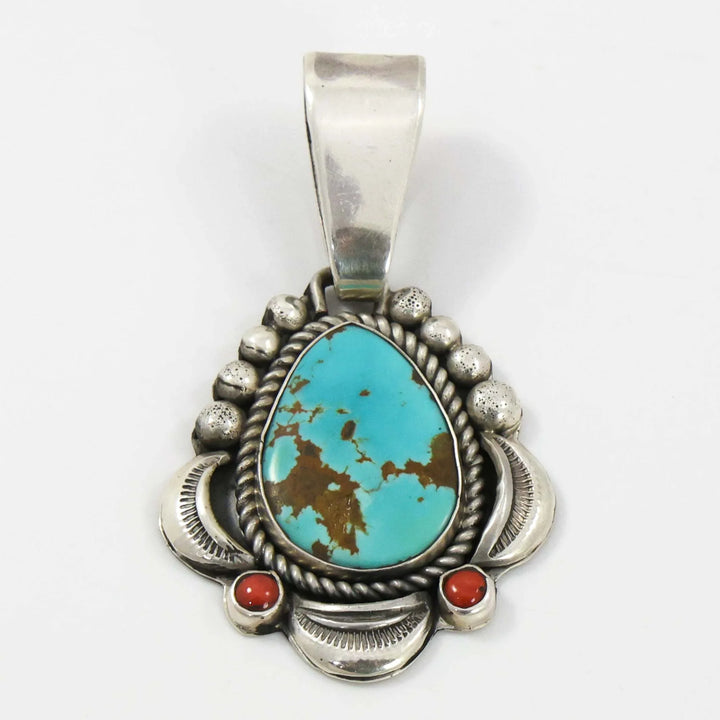 Turquoise and Coral Pendant