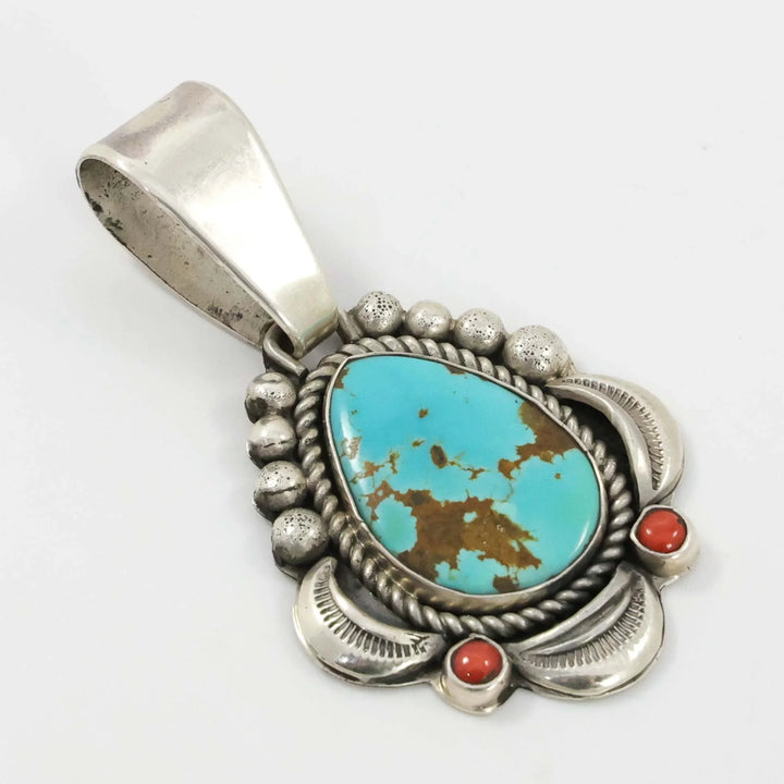 Turquoise and Coral Pendant