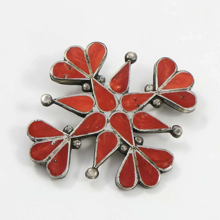 1940s Coral Snowflake Pin