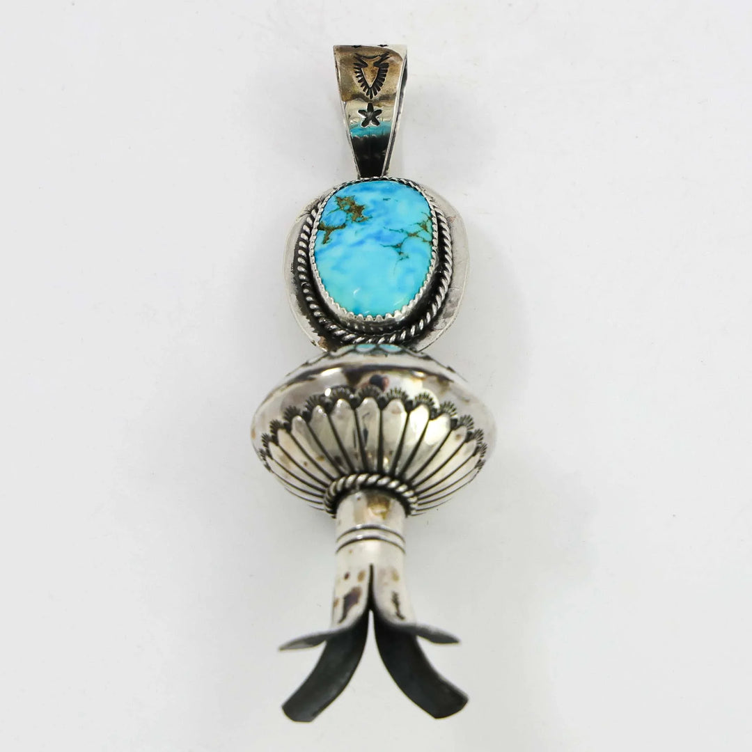 Turquoise Squash Blossom Pendant