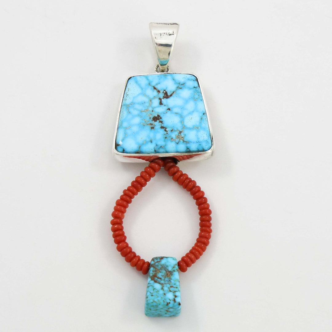 Turquoise and Coral Pendant