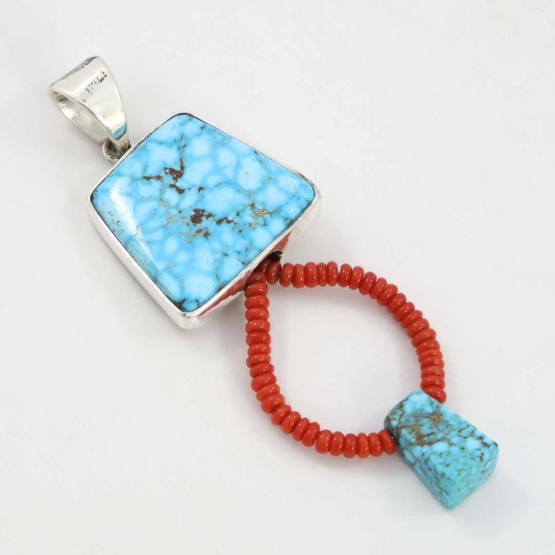 Turquoise and Coral Pendant